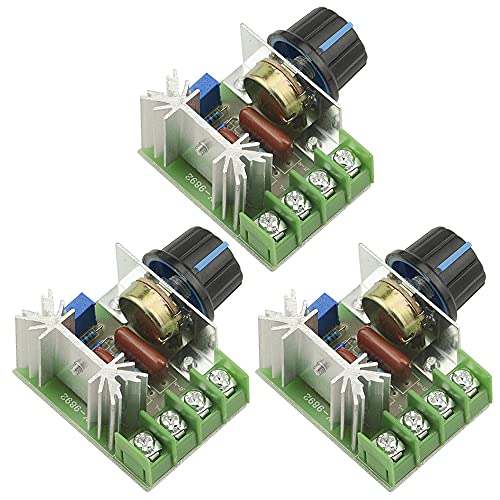 Gebildet 3pcs AC 110V-220V 2000W SCR Hochleistungs-Elektronikspannungsregler-Modul Einstellbare Motordrehzahlregler-Regulierung 25A Ultra Kleiner LED-Dimmer mit Drehzahlreglerknopf von Gebildet