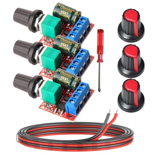 Gebildet 3pcs DC 5V-35V 5A PWM Motor-Drehzahlsteller,DC 6V 12V 24V 35V Variabler Spannungsregler Dimmer-Regler Schalten,mit LED-Anzeige und Schalterfunktion von Gebildet