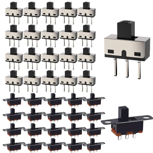 Gebildet 40Stück Schiebeschalter 250V/3A, 1P2T SPDT 3 Pin 2 Position SS12D10 und 50V/0.5A Mini-Panel-Schiebeschalter EIN/AUS SS12F15 3-poliger Kippschalter von Gebildet