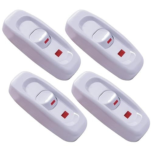 Gebildet 4PCS Inline-Kabelschalter Gerätetaste On/Off 10A 250V Inline-Netzschalter mit LED-Licht für Tischlampe Schreibtischlampe Bettlampe (Weiß) von Gebildet