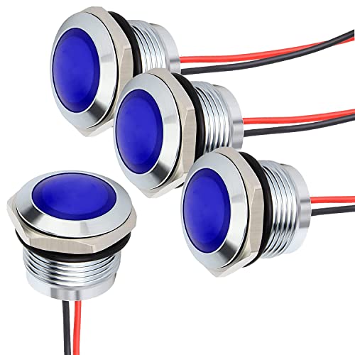 Gebildet 4pcs 3V-4.5V-5V-6V-7.5V-9V 20mA Energiesparanzeige Metallanzeigelampe wasserdichte Signallampe Lochgröße 16mm Blaue LED (Sphärischer Oberflächenkopf) von Gebildet