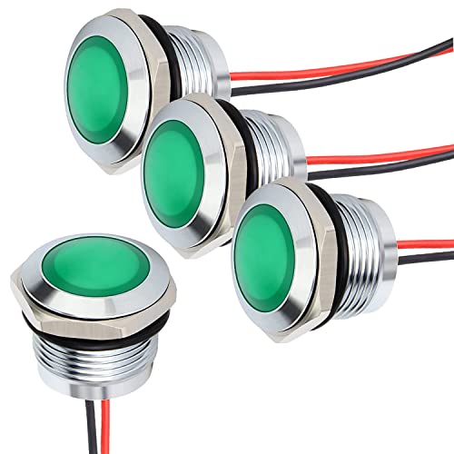 Gebildet 4pcs 3V-4.5V-5V-6V-7.5V-9V 20mA Energiesparanzeige Metallanzeigelampe wasserdichte Signallampe Lochgröße 16mm Grün LED (Sphärischer Oberflächenkopf) von Gebildet