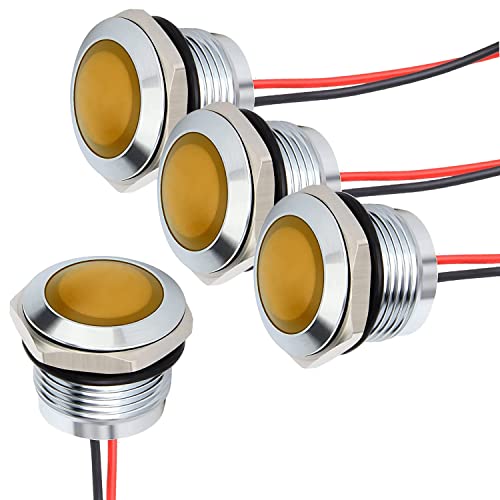 Gebildet 4pcs 3V-4.5V-5V-6V-7.5V-9V 20mA Energiesparanzeige Metallanzeigelampe wasserdichte Signallampe Lochgröße 16mm Orange LED (Sphärischer Oberflächenkopf) von Gebildet