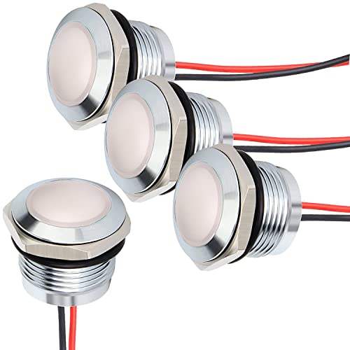 Gebildet 4pcs 3V-4.5V-5V-6V-7.5V-9V 20mA Energiesparanzeige Metallanzeigelampe wasserdichte Signallampe Lochgröße 16mm Weiß LED (Sphärischer Oberflächenkopf) von Gebildet