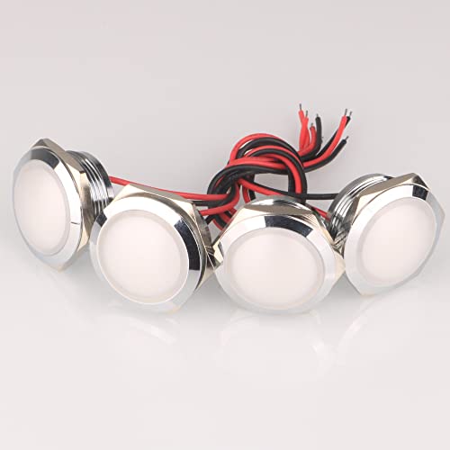 Gebildet 4pcs 3V-4.5V-5V-6V-7.5V-9V 20mA Energiesparanzeige Metallanzeigelampe wasserdichte Signallampe Lochgröße 22mm Weiß LED (Sphärischer Oberflächenkopf) von Gebildet