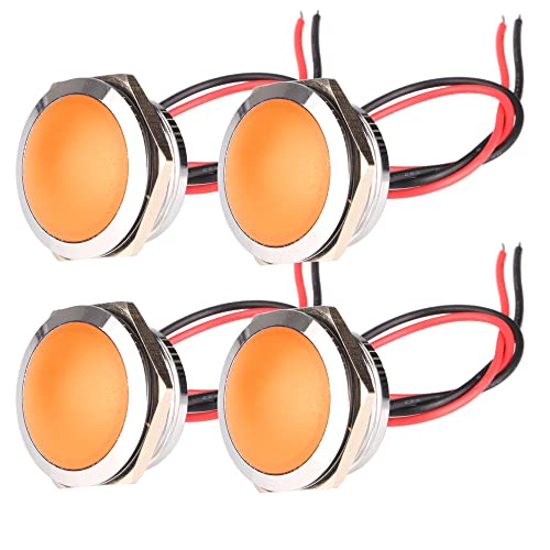 Gebildet 4pcs AC/DC 12-24V 20mA Energiesparanzeige Metallanzeigelampe wasserdichte Signallampe Lochgröße 22mm Orange LED (Sphärischer Oberflächenkopf) von Gebildet