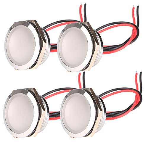 Gebildet 4pcs AC/DC 12-24V 20mA Energiesparanzeige Metallanzeigelampe wasserdichte Signallampe Lochgröße 22mm Weiß LED (Sphärischer Oberflächenkopf) von Gebildet