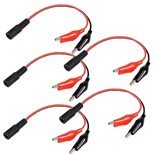 Gebildet 5Stück 2.1mm × 5.5mm DC12V/24V Weiblich Buchse auf Krokodilklemme Stromkabelanschlüsse 28cm von Gebildet
