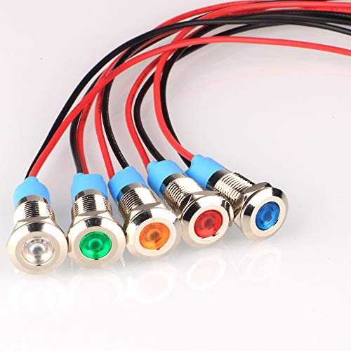 Gebildet 5 Stück 8mm AC/DC 12-24V LED Metall Kontrollleuchte Wasserdichte Signallampe mit Draht Gebildet 5 Stück 8mm AC/DC 12-24V LED Metall Kontrollleuchte Wasserdichte Signallampe mit Draht von Gebildet
