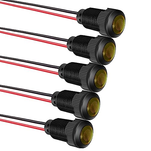 Gebildet 5 Stück LED-Kunststoff-Kontrollleuchte, 12 V-24 V, Montagelochgröße 12 mm (orange) von Gebildet