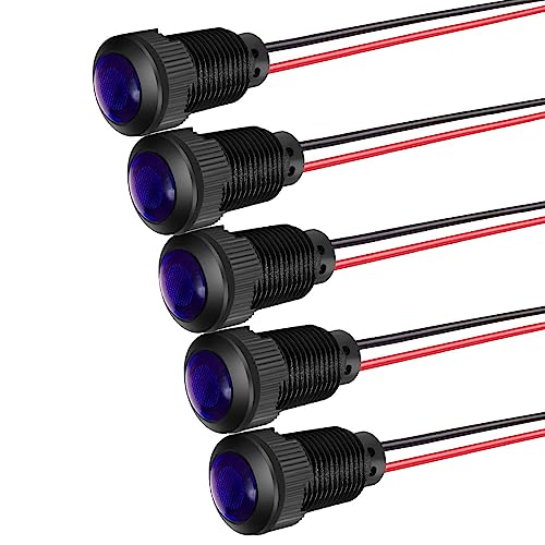 Gebildet 5 Stück LED-Kunststoff-Kontrollleuchte, 220 V, Montagelochgröße 12 mm (blau) von Gebildet