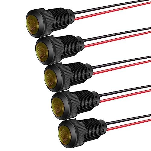 Gebildet 5 Stück LED-Kunststoff-Kontrollleuchte, Kontrollleuchte, 220 V, Montagelochgröße 12 mm (orange) von Gebildet