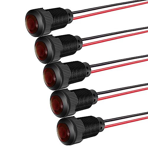 Gebildet 5 Stück LED-Kunststoff-Kontrollleuchte, Kontrollleuchte, 220 V, Montagelochgröße 12 mm (rot) von Gebildet