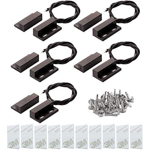 5pcs schwarz Sicherheitskontaktsensor für Fenster, Tor, Alarm, magnetischer Reed-Schalter magnetischer Türsensor, Magnet in der Nähe – Stromkreis verbinden, Magnet entfernt – Stromkreis unterbrechen von Gebildet