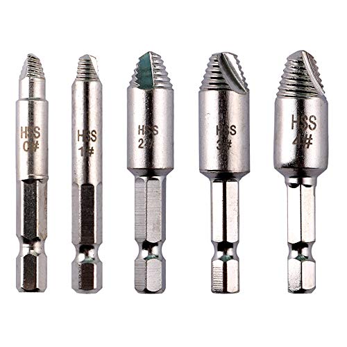 Gebildet 5 tlg 6.35mm Schraubenausdreher Set mit Fall, Einseitig Beschädigte Schrauben Entferner, Entfernen Leicht Abisolierte Gebrochene Schrauben oder Bolzen, Hergestellt aus HSS 4241# von Gebildet