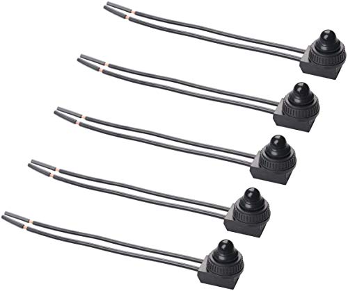 Gebildet 5pcs 0~250V/3 Amp Selbstsperrender Druckknopfschalter, Wasserdichter Verkabelt Druckknopf EIN-Aus Schalter für Motorrad/Auto von Gebildet