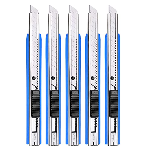 Gebildet 5pcs Blau Profi Cuttermesser/ 9mm Abbrechklingen / 60 Grad Folienmesser/Teppichmesser/Grafikmesser/optimal für Folien,Tapete, Bastelarbeiten, Kartons von Gebildet