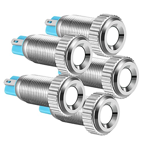 Gebildet 8mm Weiß AC/DC 12-24V Vernickeltes Kupfer Wasserdicht LED-Kontrollleuchte(5pcs) von Gebildet