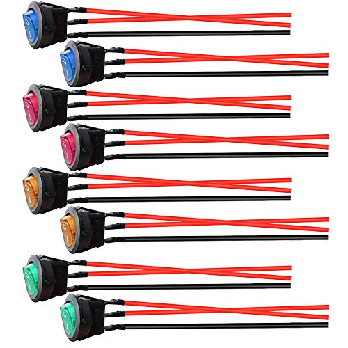 Gebildet 8pcs DC 12V-24V/10A Vorverkabelt Beleuchtet Runde Wippschalter,SPST EIN/Aus Kippschalter mit 4Farbe LED-licht für Auto Boot LKW Gebildet 8pcs DC 12V-24V/10A Vorverkabelt Beleuchtet Runde Wippschalter,SPST EIN/Aus Kippschalter mit 4Farbe LED-licht für Auto Boot LKW von Gebildet