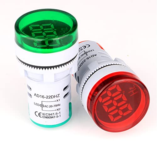 Gebildet AC-Frequenzmesser, AC 24-500V 20-75Hz Frequenzzähler 2St. Grün Rot LED-Signalanzeigelampe von Gebildet