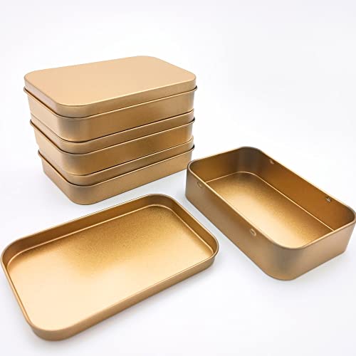 Gebildet Aufbewahrungsbox aus Metall Zinn, Tragbarer Mini Behälter, Kleines Container Kit, Aufbewahrungsbox mit Deckel, Leere Dose, Aufbewahrung für Zuhause 9,4 x 6,1 x 2 cm, Goldfarben von Gebildet