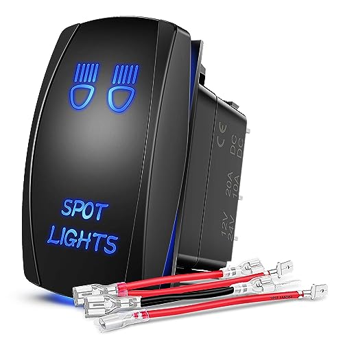 Gebildet Blauer Spot Light Wippschalter 5-polig Laser-EIN/Aus LED Licht, 20A/12V, 10A/24V Schalter Überbrückungskabel Set für Jeep Boots LKWs von Gebildet