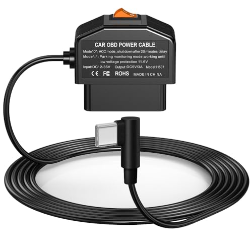 Gebildet Dashcam OBD Hardwire Kit, USB Typ C Hardwire Kit mit OBD Stromkabel für Dashcam 12-24V auf 5V/3A mit Niederspannungsschutz 24h Parküberwachung/Acc-Modus für Dashcam, GPS oder Radar Gebildet Dashcam OBD Hardwire Kit, USB Typ C Hardwire Kit mit OBD Stromkabel für Dashcam 12-24V auf 5V/3A mit Niederspannungsschutz 24h Parküberwachung/Acc-Modus für Dashcam, GPS oder Radar von Gebildet