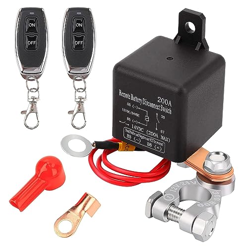 Gebildet Fernbatterie Trennschalter 12V 200A Auto-Kill-Schalter Diebstahlsicherung Fernbedienungsschalter mit Zwei Kabellosen Fernbedienungs-Relaisanhängern für Auto, LKW, Boot von Gebildet