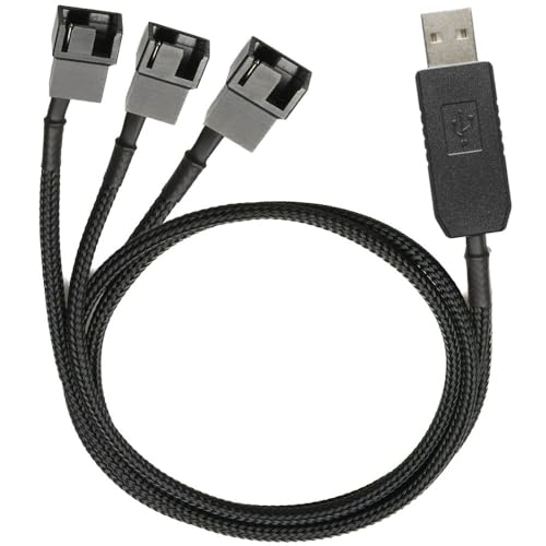 Gebildet Full Speed ​​12V Spannungs-Step-Up-USB auf 3-Wege-3-poliges und 4-poliges PC-Lüfter-Netzadapterkabel mit Ummantelung von Gebildet
