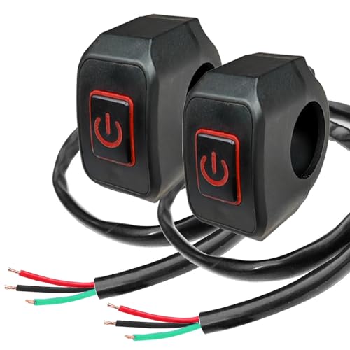 Gebildet IP65 Wasserdichter 22-mm-7/8-Zoll-Lenkerscheinwerferschalter, Scheinwerfer-Nebelscheinwerfer-Spotlight-Lenkerschalter, für Motorräder, Elektrofahrräder, Gelände-ATVs (rote LED） von Gebildet