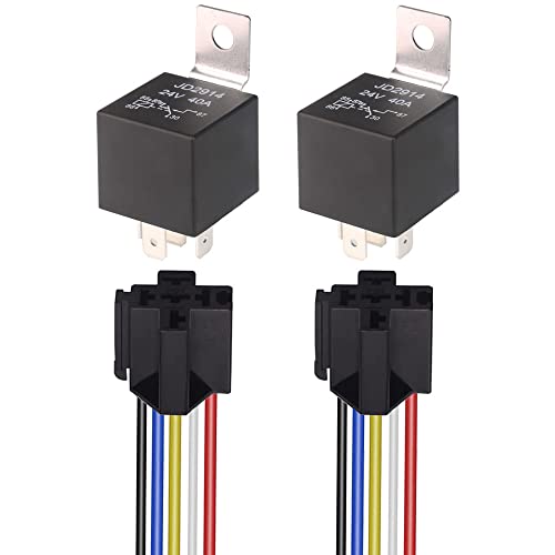 Gebildet 2 Stück JD2914 Auto-Relais-Kabelbaum, 24V, 40A, 4-Polig, SPDT, 12 AWG, Kabelbaum-Steckdosen mit Eingebauter Diode für Autos, LKW, Transporter, Motorräder, Boote von Gebildet
