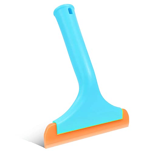 Gebildet Kunststoffgriff Gummiwischer Silikonwischer, Duschabzieher für Glastüren, Fenster, Duschtür, Glas, Autoscheibe (Blauer Griff, Orange Gummiklinge) von Gebildet