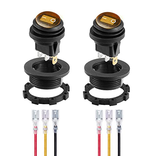 Gebildet Wasserdichter Gelb LED Wippschalter mit Rundem Gehäuse 3-pin 12DC-20A/24VDC-10A für Kfz Auto LKW Wippschalter EIN/AUS -2Pack von Gebildet