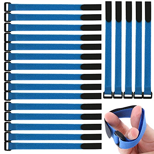 Gebildet Wiederverwendbare Klettkabelbinder, 20pcs Befestigung Klett Kabelbinder, Klettverschluss Klettbänder mit Schnalle, Stark Kabelbinder mit Klettverschluss für Kabelmanagement (2×30cm, Blau) von Gebildet