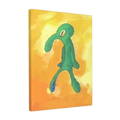 Gebiorty Thaddäus Gemälde Leinwand Bilder für Schlafzimmer - Lustige Squidward Painting mit Rahmen - Hauch von Tüll Bild - Tadeus Tentakel - Wasserfest - Tolles Geschenk - 30x40cm Gebiorty Thaddäus Gemälde Leinwand Bilder für Schlafzimmer - Lustige Squidward Painting mit Rahmen - Hauch von Tüll Bild - Tadeus Tentakel - Wasserfest - Tolles Geschenk - 30x40cm von Gebiorty