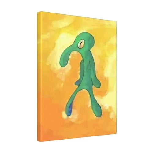 Gebiorty Thaddäus Gemälde Leinwand Bilder für Schlafzimmer - Lustige Squidward Painting mit Rahmen - Hauch von Tüll Bild - Tadeus Tentakel - Wasserfest - Tolles Geschenk - 40x50cm Gebiorty Thaddäus Gemälde Leinwand Bilder für Schlafzimmer - Lustige Squidward Painting mit Rahmen - Hauch von Tüll Bild - Tadeus Tentakel - Wasserfest - Tolles Geschenk - 40x50cm von Gebiorty