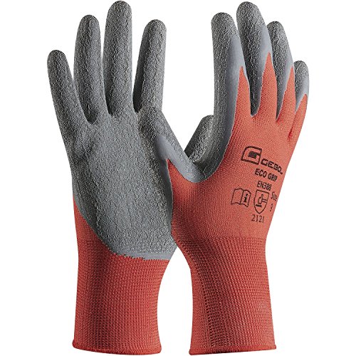 Arbeitshandschuh ECO GRIP | Größe 10 (XL) | rot/grau | perfekter Griff | 1 Paar von Gebol