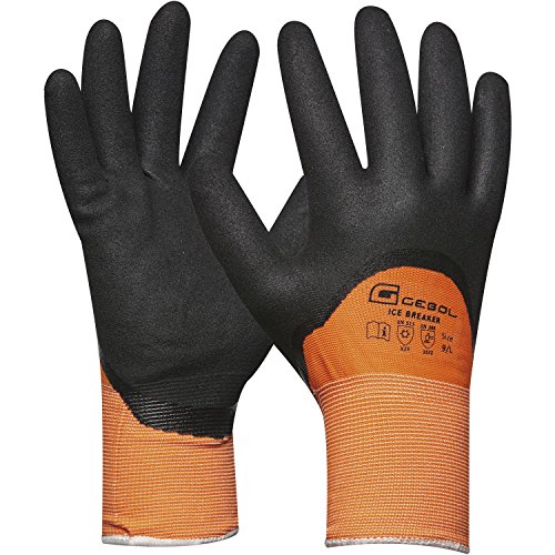 Arbeitshandschuh ICE BREAKER | Größe 9 (L) | orange/schwarz | doppeltes Trägermaterial | Winter-Handschuh | 1 Paar von Gebol