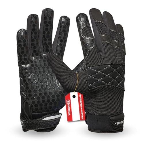 Gebol Master Grip | Arbeitshandschuhe aus Leder mit Klettverschluss und Silikon-Beschichtung für besseren Grip | Atmungsaktive Montagehandschuhe für Herren | Größe XXL (Gr 11) | Schwarz | 1 Paar von Gebol