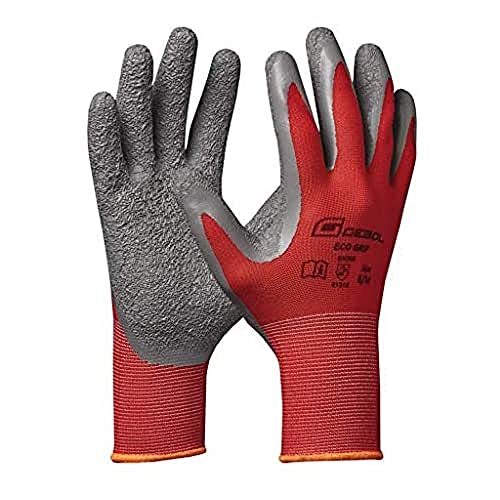 Gebol Eco Grip | Arbeitshandschuhe für einen sicheren Griff | Latexhandschuhe für Herren | Größe L (Gr 9) | Rot | 1 Paar von Gebol