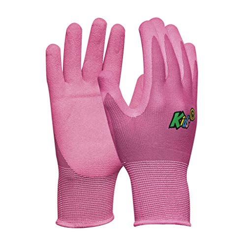 Gebol Kids Pink, Gartenhandschuhe Kinder, atmungsaktive Arbeitshandschuhe Kinder im Alter von 5-8 Jahren, mit wasserabweisender Nitril-Beschichtung & optimaler Fingerfertigkeit, 1x Gr. XXS (Gr.5) Pink von Gebol