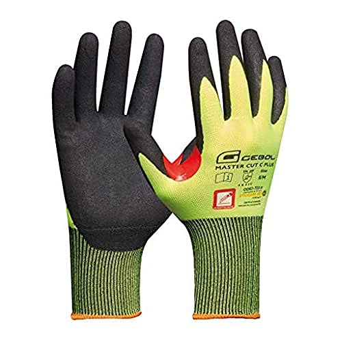 Gebol Master Cut C Plus | Arbeitshandschuhe mit Schnittschutz | Nitrilhandschuhe für Damen und Herren | Größe M (Gr 8) | Neon Gelb | 1 Paar von Gebol