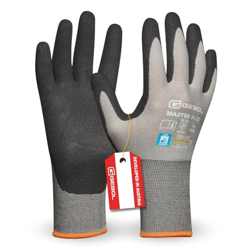 Gebol Master Flex, 1 Paar Arbeitshandschuhe für Herren mit PU-Nitril-Beschichtung & Sandy Finish, Dermatologisch getestet, nahtlos, atmungsaktiv für Montage & Mechanik, XL (Gr. 10) von Gebol