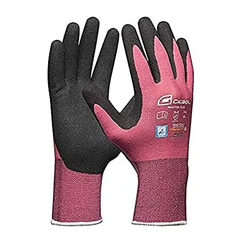 Gebol Master Flex Lady | Arbeitshandschuhe mit PPU-Nitril-Beschichtung | Nitrilhandschuhe dermatologisch getestet | Gartenhandschuhe mit Grip für Damen | Größe S (Gr 7) | Rosa | 1 Paar von Gebol