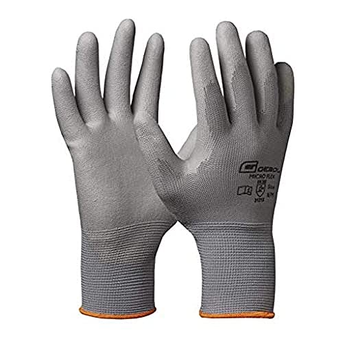 Gebol Micro Flex Grau | Arbeitshandschuhe für nötiges Feingefühl | Schutzhandschuhe für Damen und Herren | Größe XS (Gr 6) | 1 Paar von Gebol