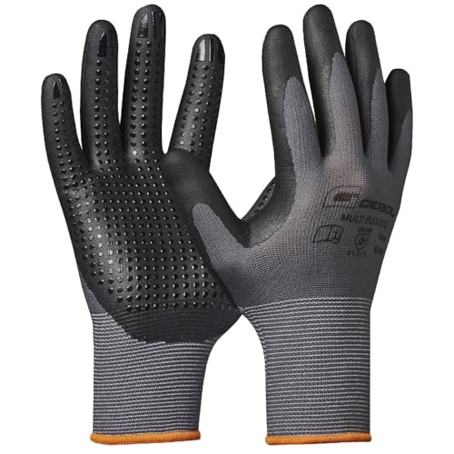 Gebol Multi Flex Eco | Arbeitshandschuhe mit Noppen | Nitrilhandschuhe für einen sicheren Griff | Für Herren | Größe XXL (Gr 11) | Grau | 1 Paar von Gebol