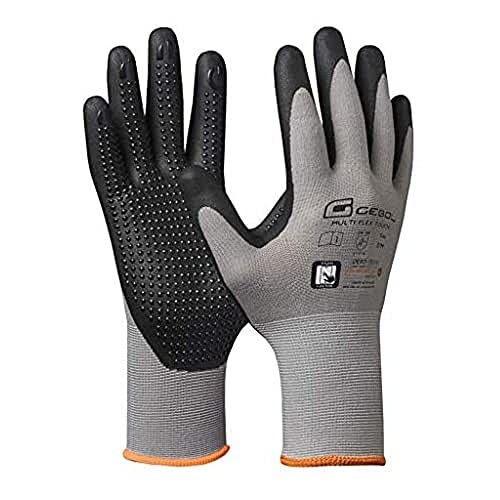 Gebol Multi Flex Touch | Arbeitshandschuhe für den Touchscreen | Nitrilhandschuhe mit Noppen für Damen und Herren | Größe M (Gr 8) | Grau | 1 Paar von Gebol