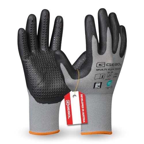 Gebol Multi Flex Touch, 1 Paar Arbeitshandschuhe für Damen und Herren mit Touchscreen-Funktion & Nitril-Noppen für Griffsicherheit, Atmungsaktiv & Flexibel für Montage, M (Gr. 8) von Gebol