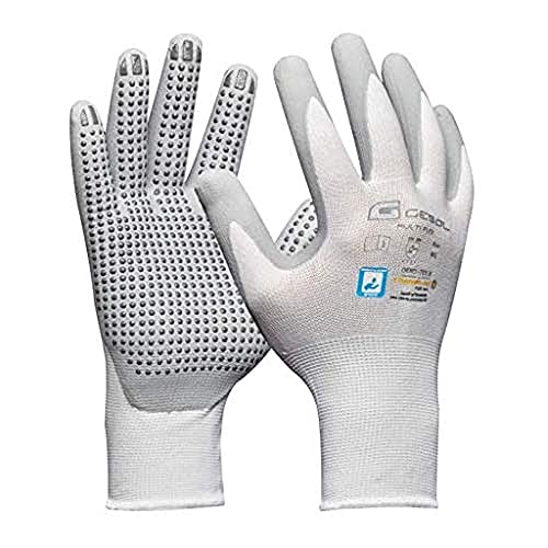 Gebol Multi Flex White | Arbeitshandschuhe mit Noppen | Nitrilhandschuhe dermatologisch getestet | Für Damen und Herren | Größe M (Gr 8) | Weiß | 1 Paar von Gebol