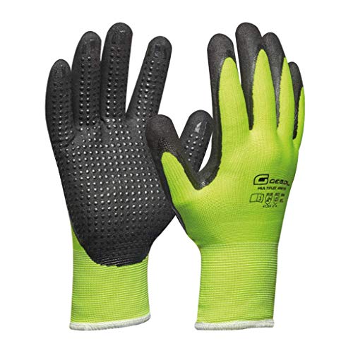 Gebol Multi Flex Winter | Winterarbeitshandschuhe mit Noppen | Atmungsaktive Thermohandschuhe mit wasserdichter Nitril-Mikroschaum Beschichtung | Für Herren | Größe L (Gr 9) | Neon-grün | 1 Paar von Gebol